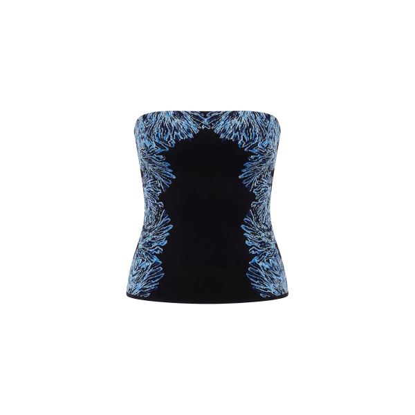 ulla johnson madelie strapless knit jacquard top