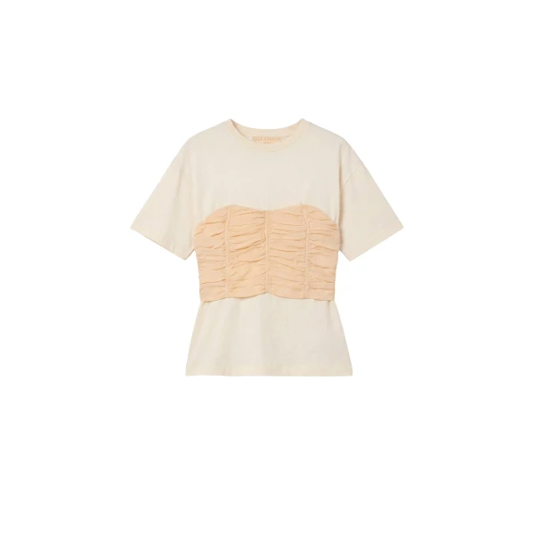 Mila Short Sleeve Cotton Top in Pearl