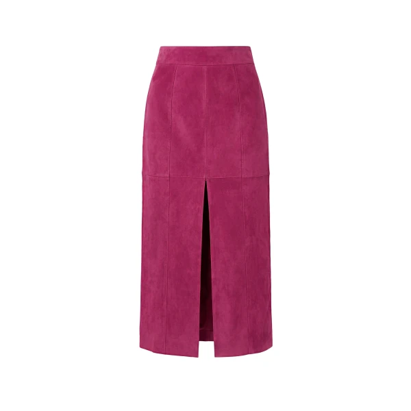 Orion Suede Pencil Skirt in Iris