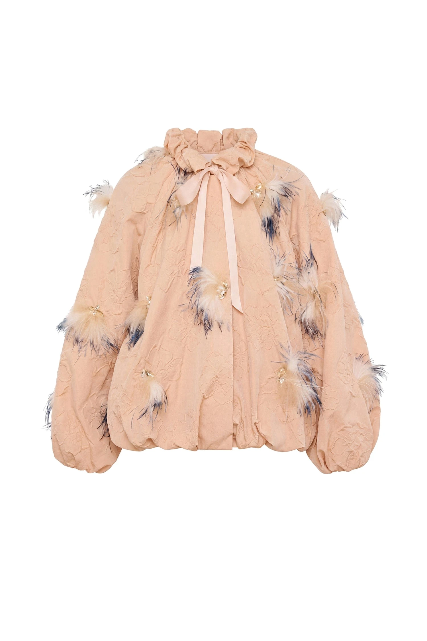 Roux Nylon Jacket with Embellishments in Almond