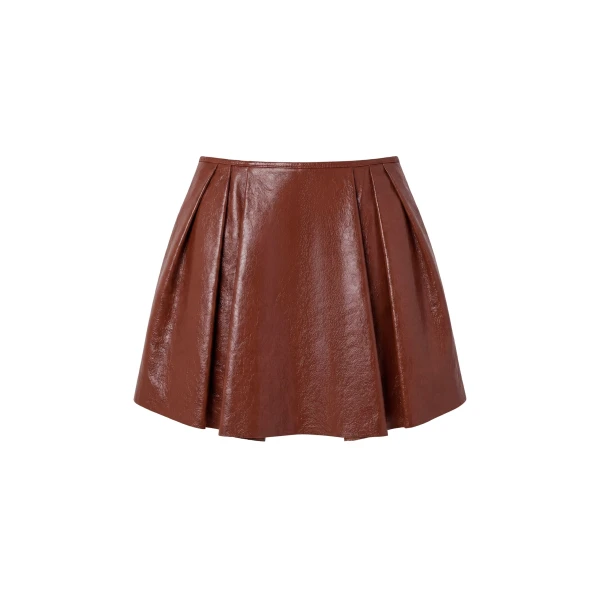 Sophie Leather Mini Skirt in Cognac