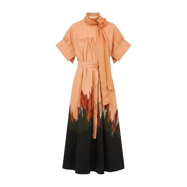 ulla johnson studio cotton dress with chiffon tie