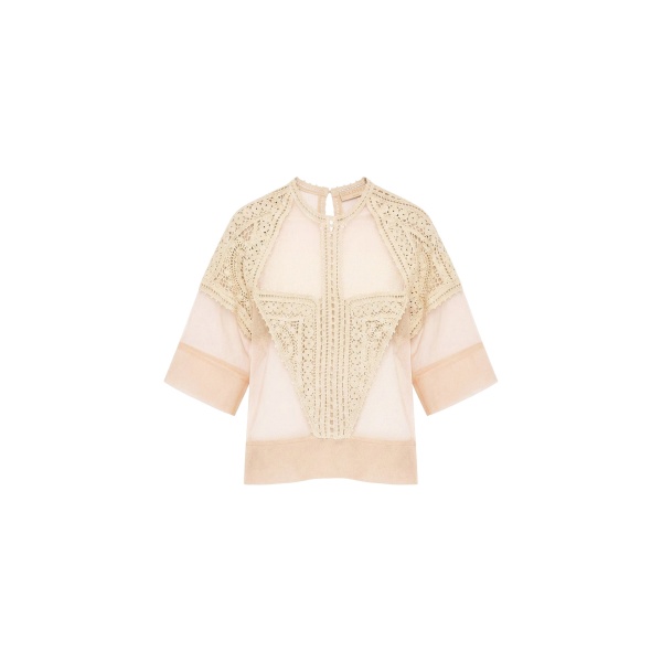 ulla johnson tess crochet & tulle top