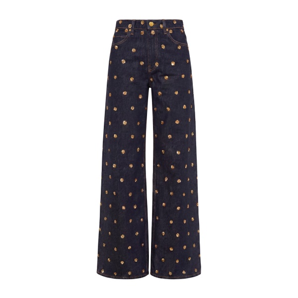 ulla johnson the willow embellished wide leg jean