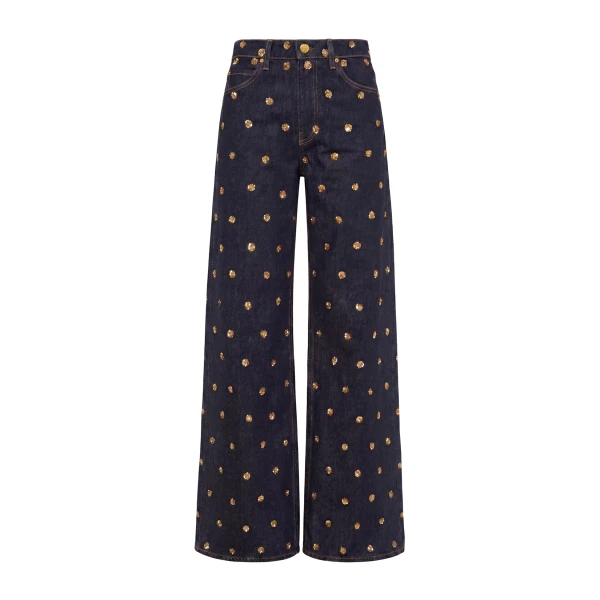 The Willow Embellished Wide Leg Jean in Embellished Tigris