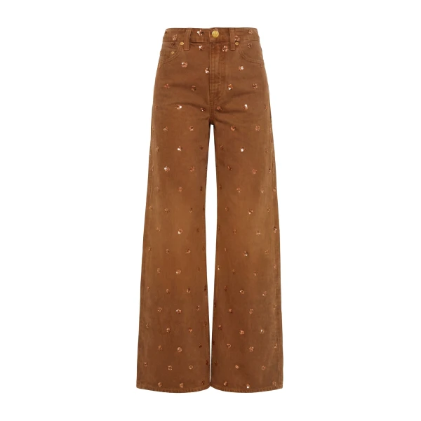 The Willow Embellished Wide Leg Jean in Embellished Umber