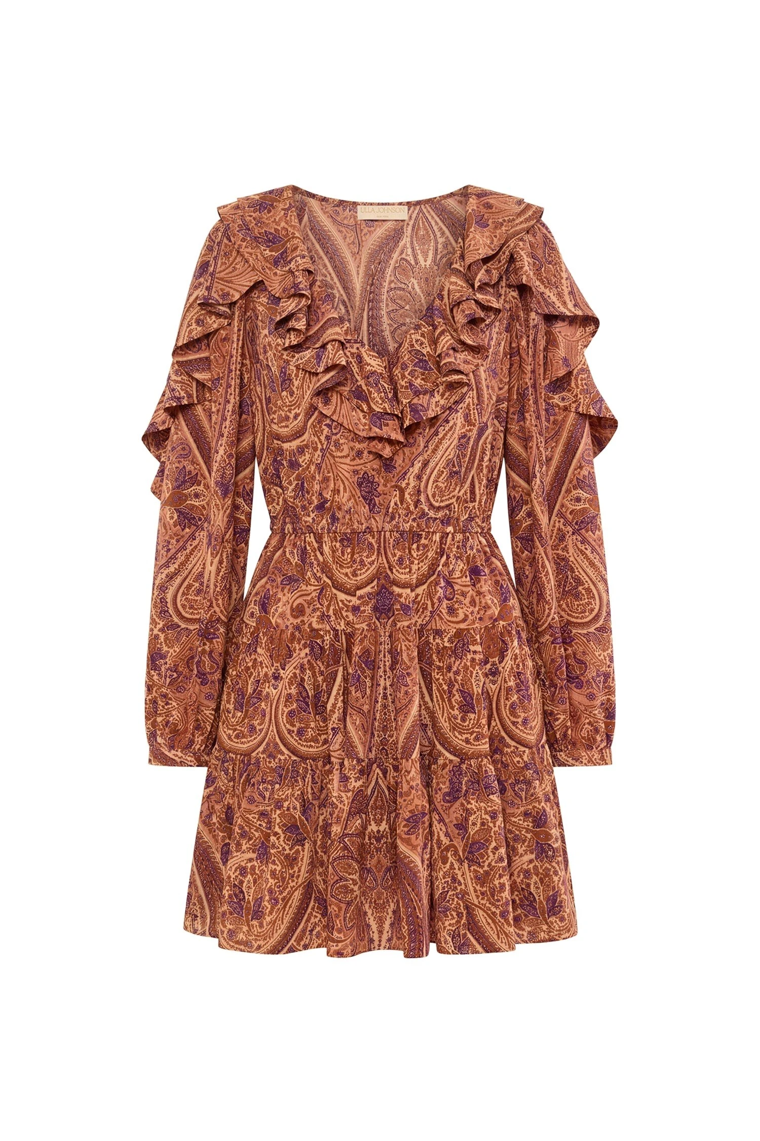 Vivi Long Sleeve Silk Mini Dress in Rosette