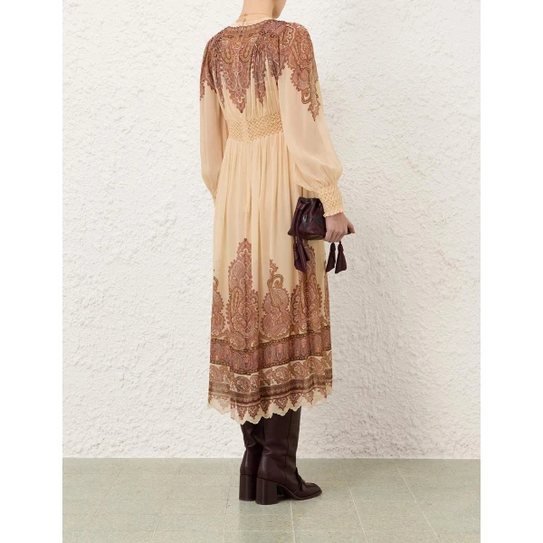 Zimmermann Ascent Smocked Midi Dress, view 3