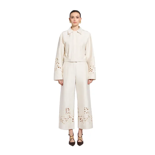 Zuhair Murad Flower Embroidered Trousers - Pants - Lebanese Haute Couture and Evening Gowns at Coveti
