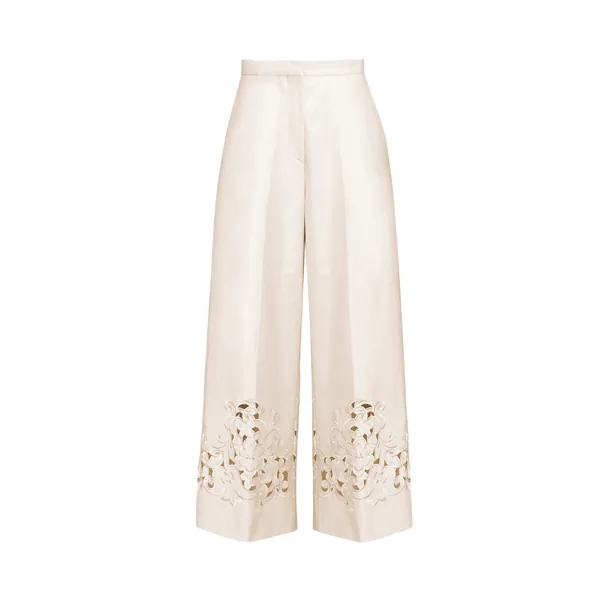 Flower Embroidered Trousers