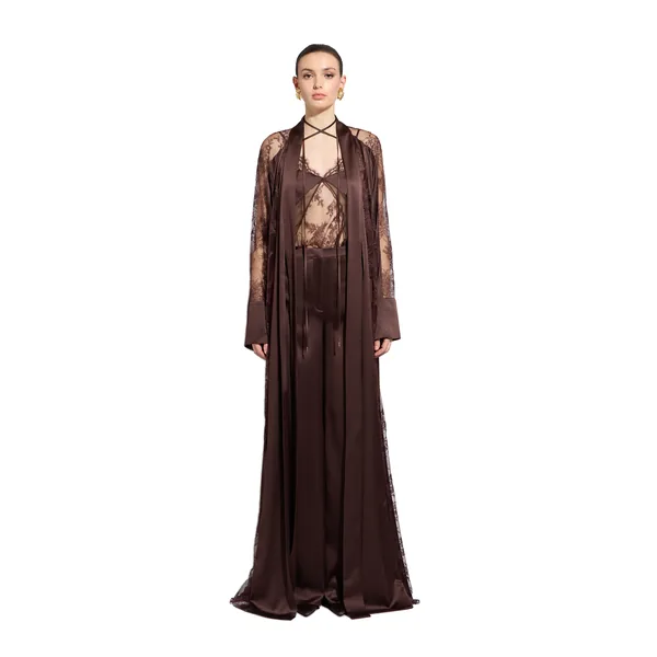 Zuhair Murad Lace & Satin Coat - Coats - Lebanese Haute Couture and Evening Gowns at Coveti