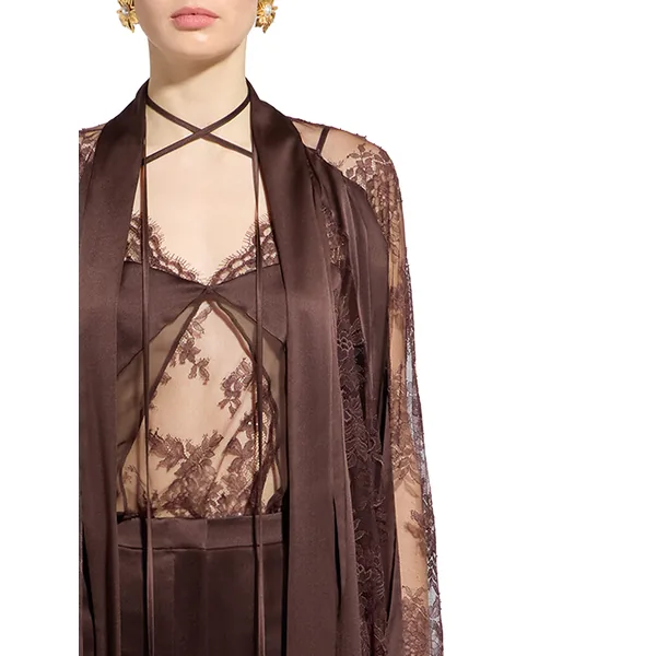 Zuhair Murad Lace & Satin Coat - Coats - Lebanese Haute Couture and Evening Gowns at Coveti