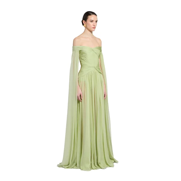 Zuhair Murad Off-Shoulder Draped Dress - Dresses - Lebanese Haute Couture and Evening Gowns at Coveti