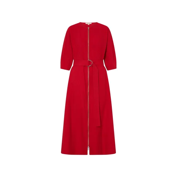 Zip Through Dress Market Red