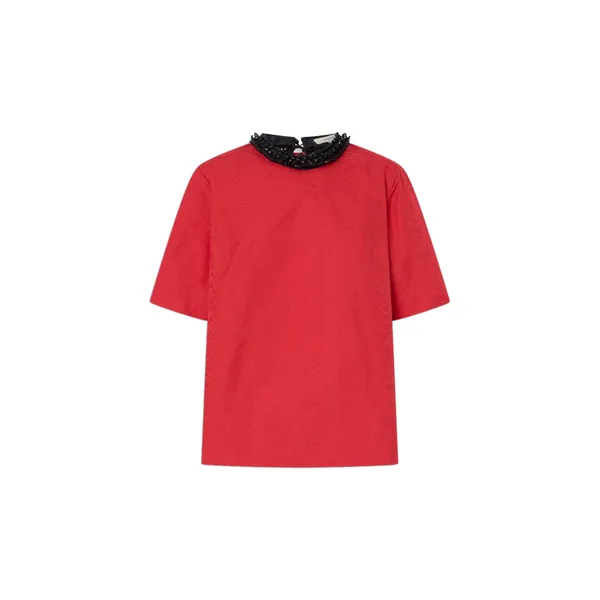 Beaded Collar Tee Poppy