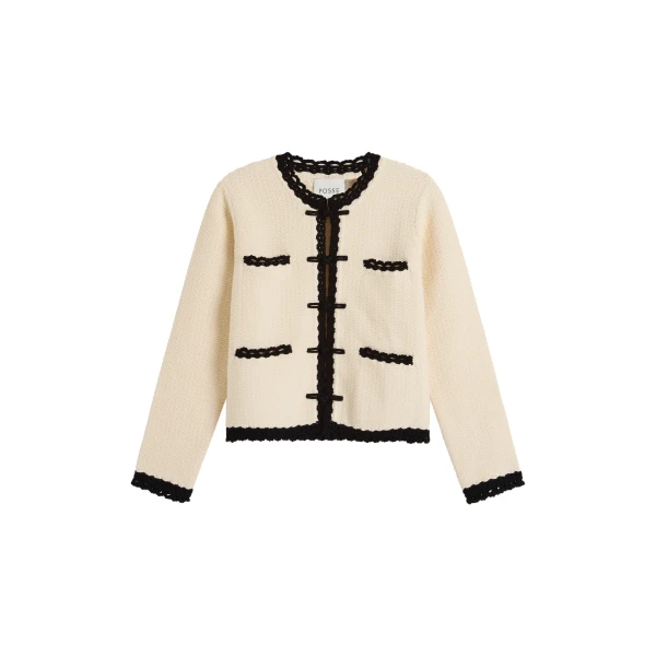 Posse Hattie Jacket in Cream Black, Jackets in Multicolour