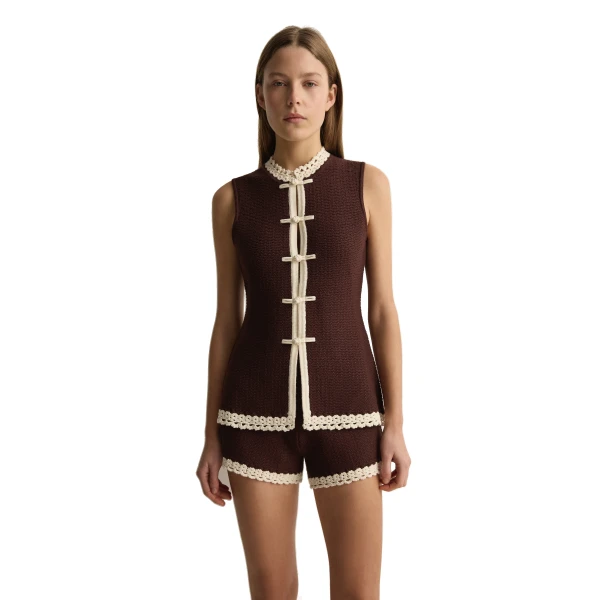 Posse Hattie Vest in Chocolate Cream, Tops in Multicolour, view 2