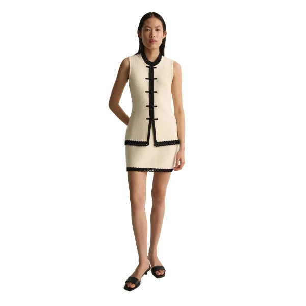 Posse Hattie Vest in Cream Black, Tops in Multicolour, view 3
