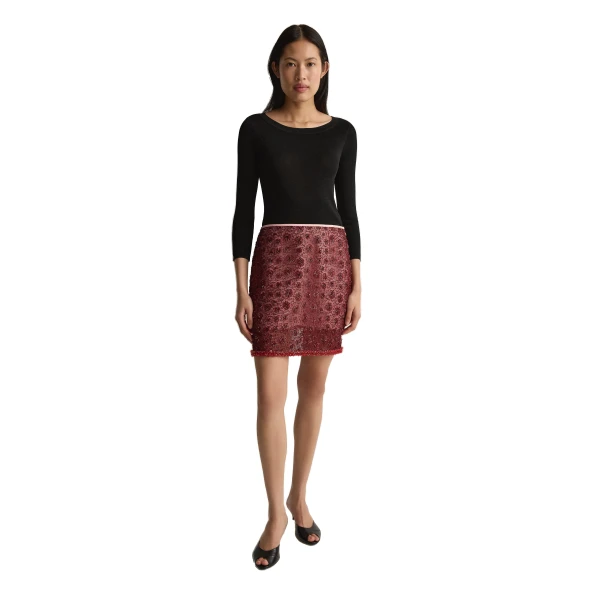 Posse Sofia Mini Skirt in Wine, Skirts in Red, view 2