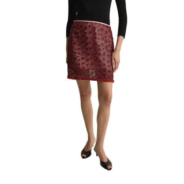 Posse Sofia Mini Skirt in Wine, Skirts in Red, view 6