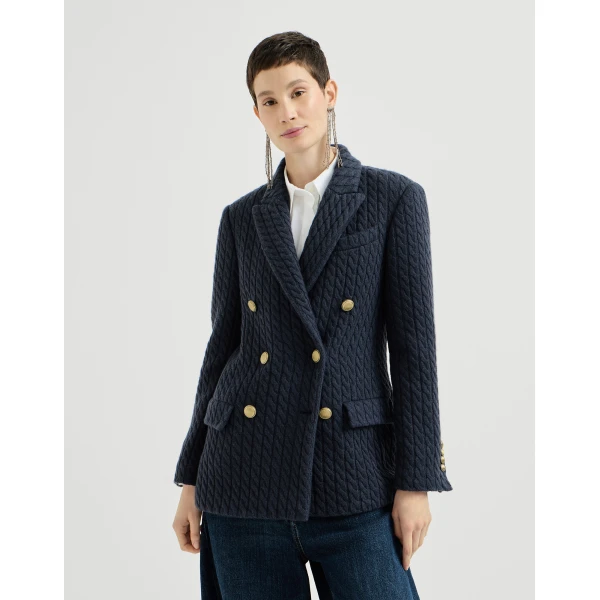 Cashmere cable knit blazer
