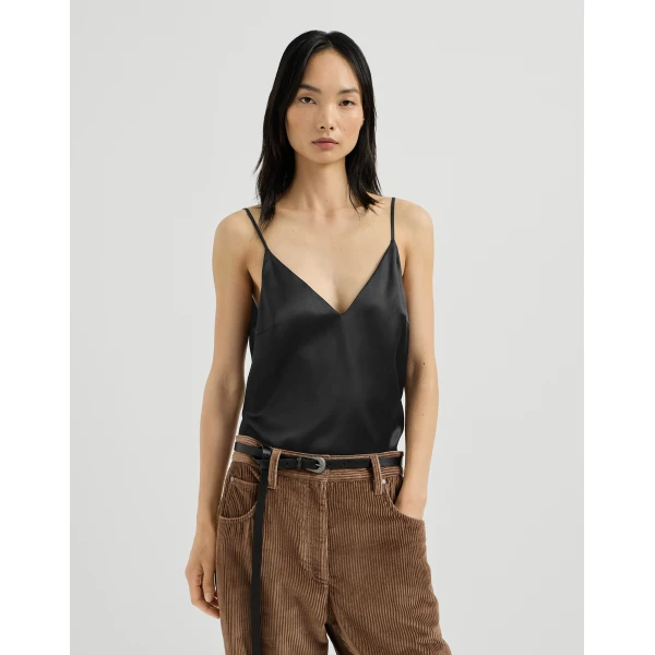 Stretch silk satin camisole