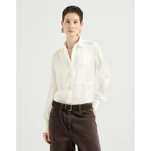 Stretch silk satin shirt