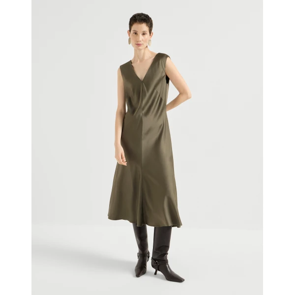 Satin cady flared dress