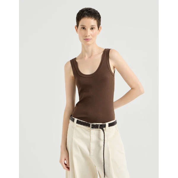 Ribbed jersey top with monili