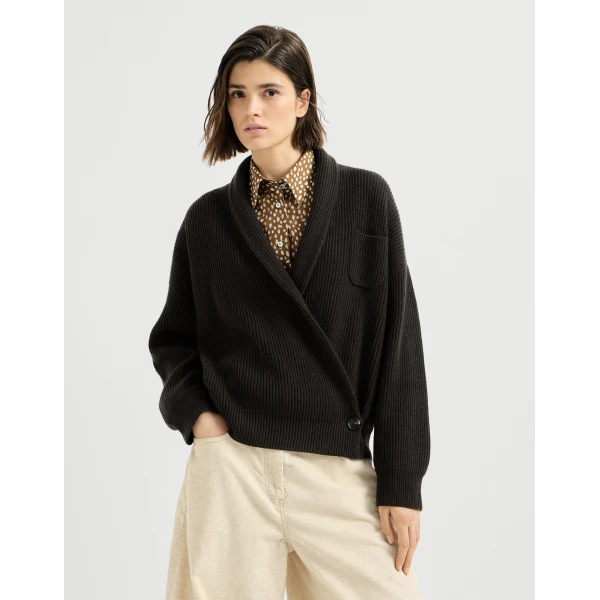 English rib cashmere cardigan