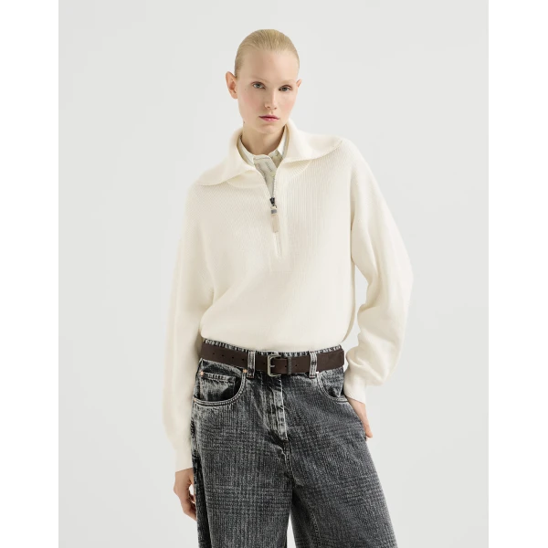 English rib knit cardigan