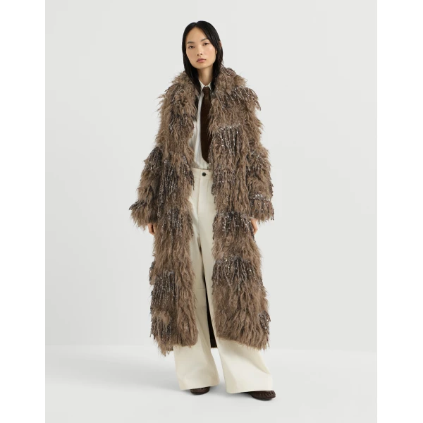 Dazzling moss embroidery long cardigan