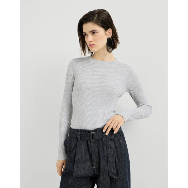 Cashmere and silk ribbed sweater