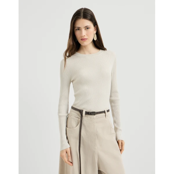 Cashmere and silk ribbed sweater
