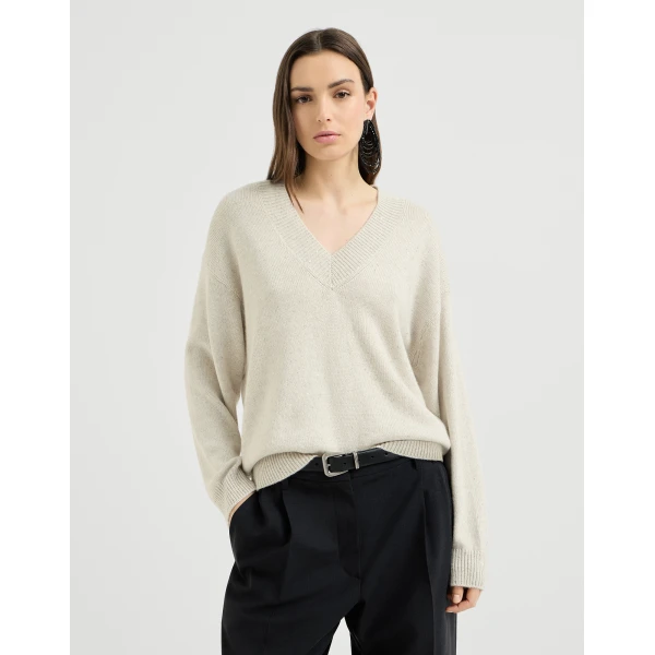 Cashmere and silk diamond yarn sweater