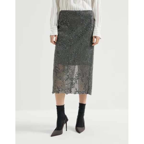 Dazzling lace embroidery skirt