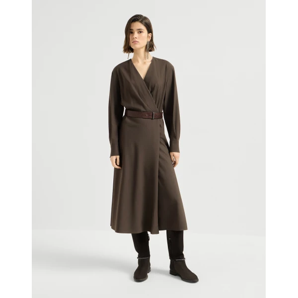 Twill belted dress