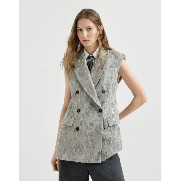 Vest with dazzling lynx embroidery