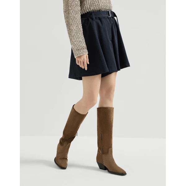 Crêpe chevron skirt-pants