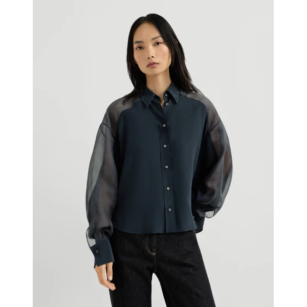 Paneled shirt with monili