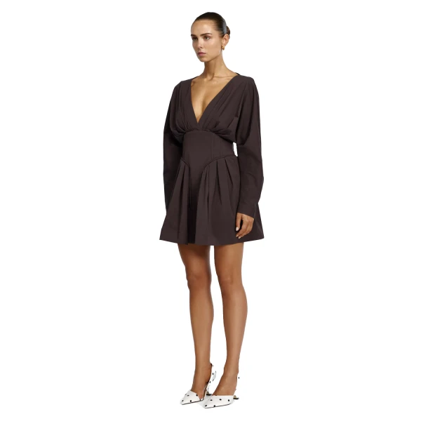 Acler Lomatta Mini Dress in Ganache, view 2
