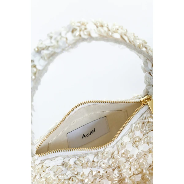 Ivory Acler Pearl Medium Birch Bag in Antique Pearl, view 4 | Totes & Top-Handle Bags
