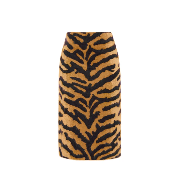 Adam Lippes Amari Skirt in Brushed Cashmere, Tiger