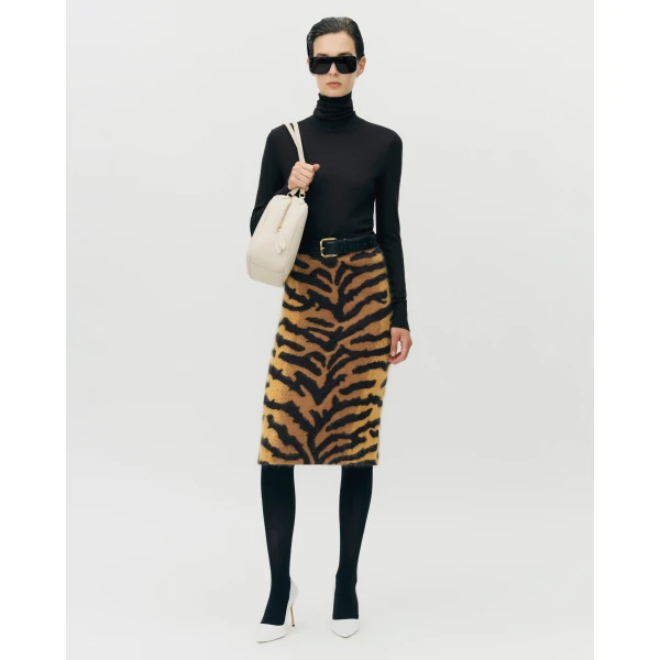 Adam Lippes Amari Skirt in Brushed Cashmere, Tiger