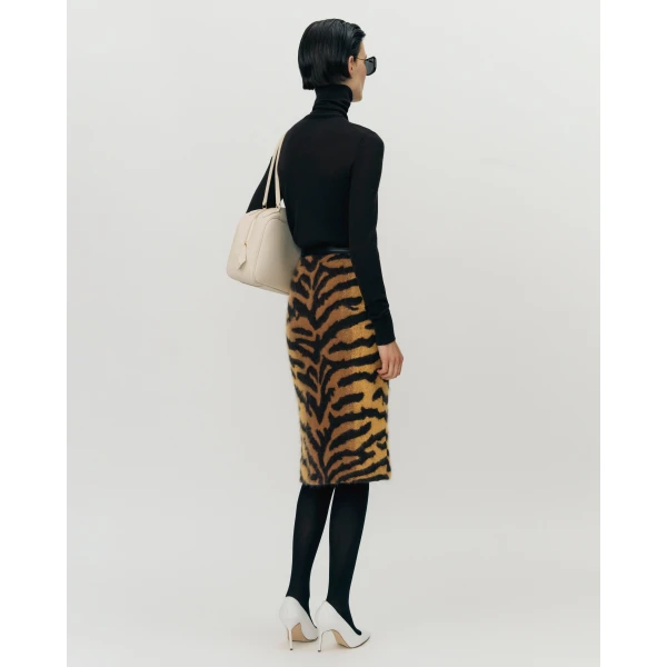 Adam Lippes Amari Skirt in Brushed Cashmere, Tiger