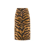 Adam Lippes Amari Skirt in Brushed Cashmere, Tiger | Midi Skirts | Coveti