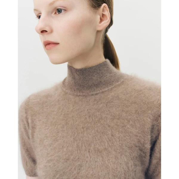 Adam Lippes Ari Top in Brushed Cashmere, Barley