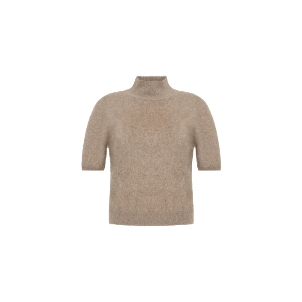 Adam Lippes Ari Top in Brushed Cashmere, Barley | Sweaters | Coveti