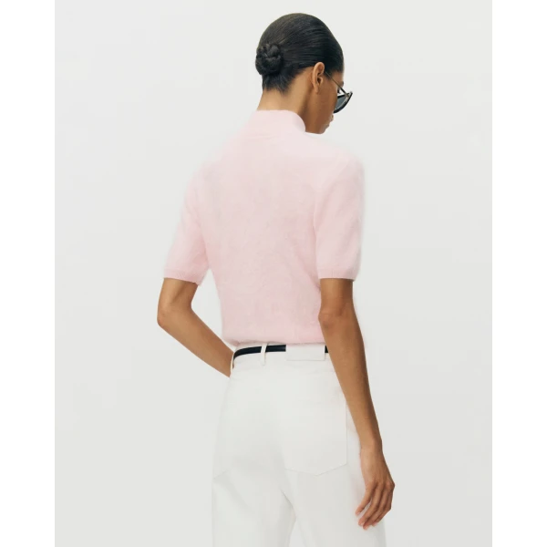 Adam Lippes Ari Top in Brushed Cashmere, Pink