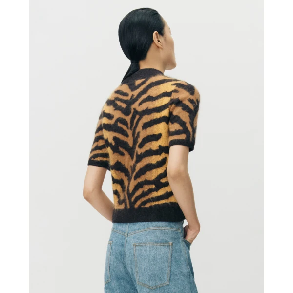 Adam Lippes Ari Top in Brushed Cashmere, Tiger